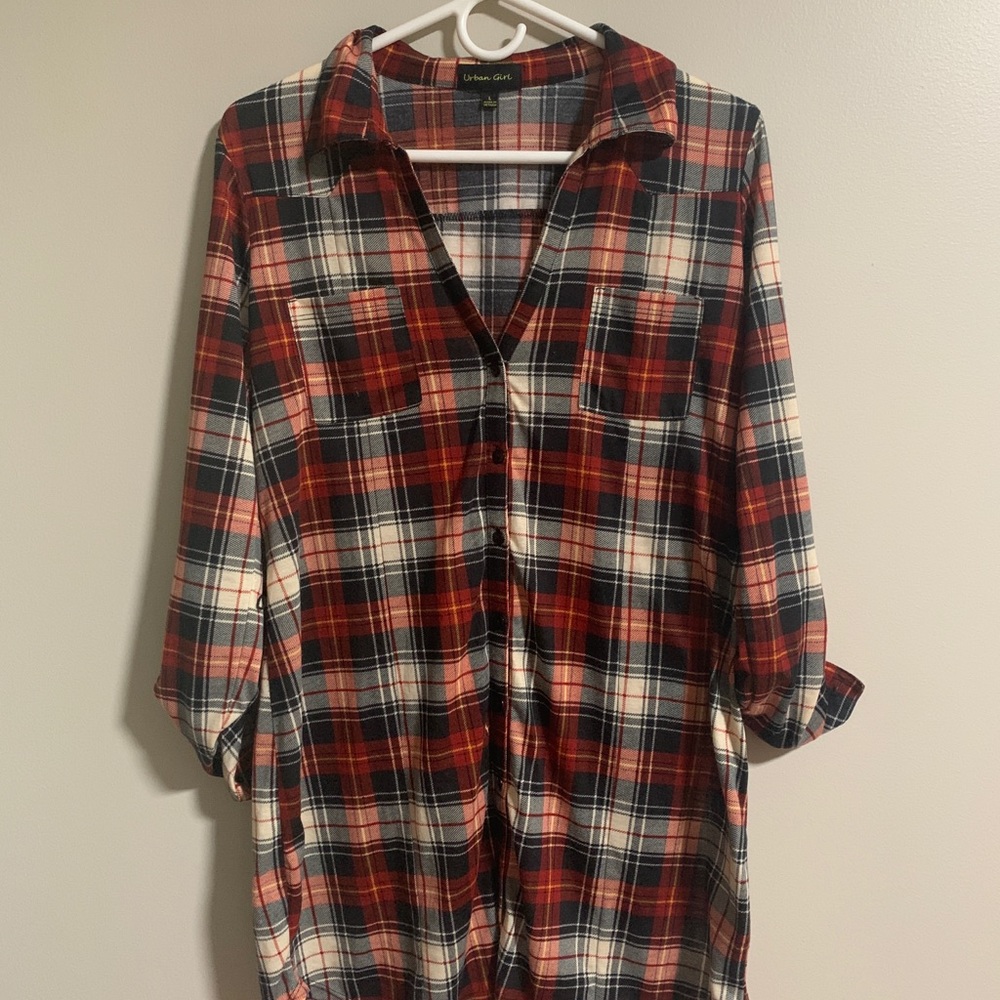 Urban Girl Plaid Long Shirt/Dress